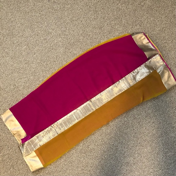 NWOT Yellow/Orange and Pink Chiffon Sari - Picture 5 of 12